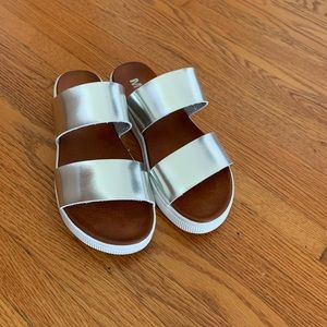 Silver platform sandals